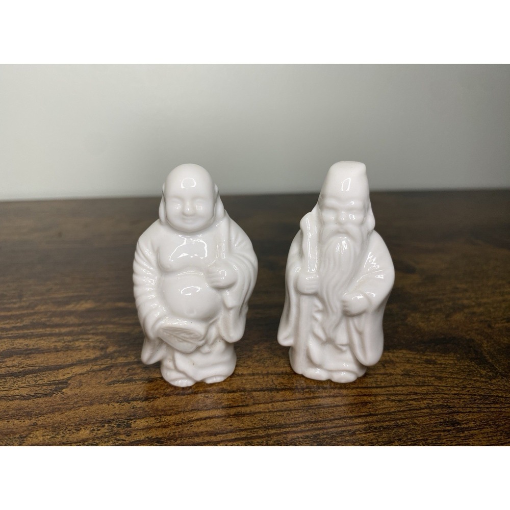 Vintage Blanc de Chine Porcelain Figurine Gods of Fortune Buddha Monk White